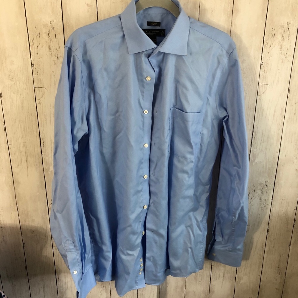 Blue long sleeve button down 16 tall